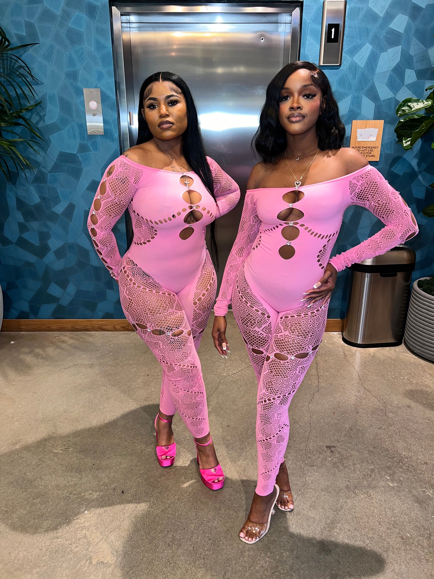 Pink Poster Baddie Long Sleeve Jumpsuit